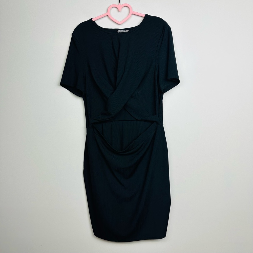 ASOS Elegant Black Mini Fitted Front Open Cut out Dress Size 12